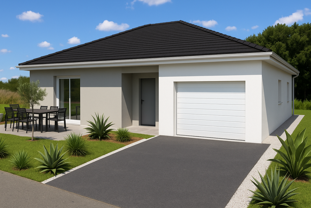 maison contemporaine plain pied 94m² 2 chambres 1 bureau